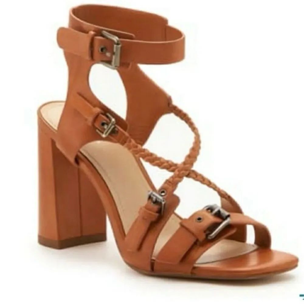 Botkier Rory Chunky Heeled Sandals in Whisky Leather Sz 11 NIB